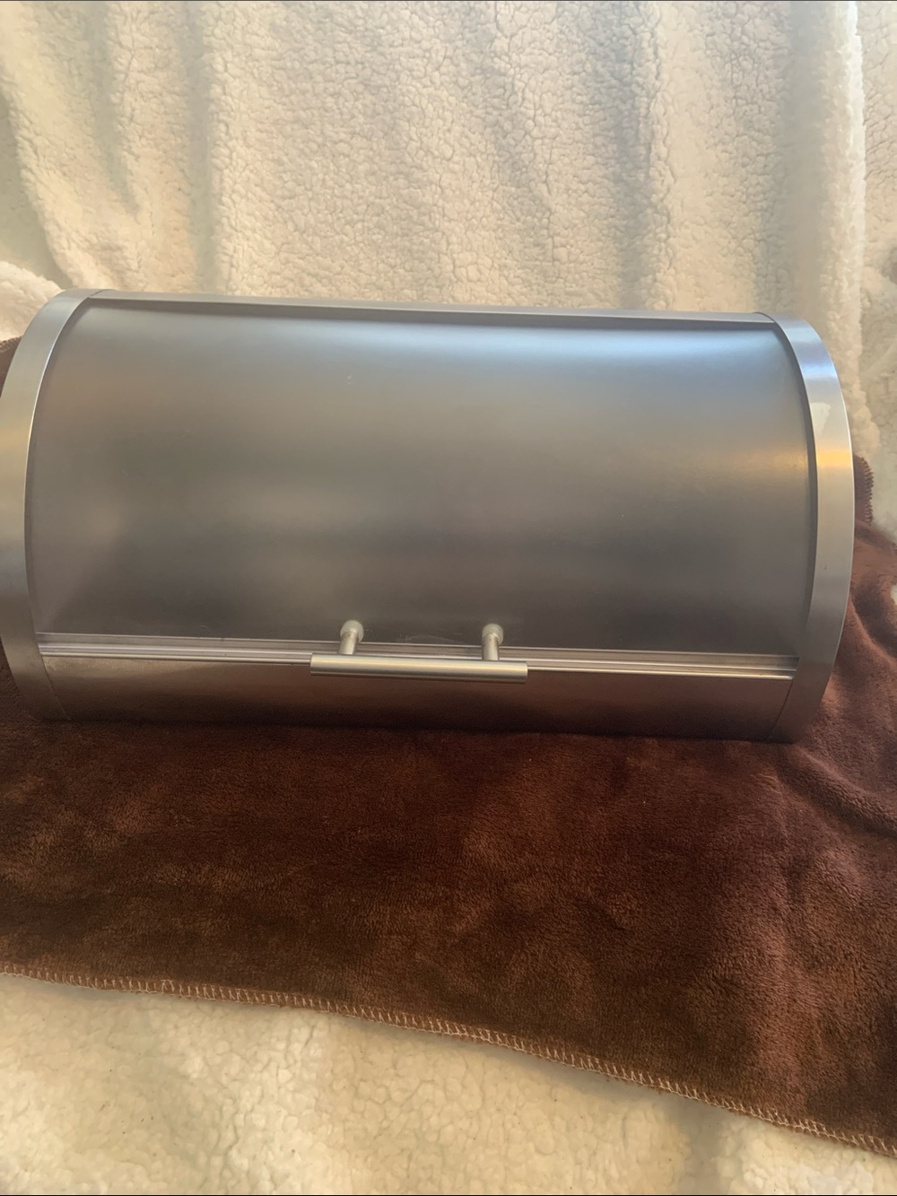 Amazon Essentials Steel Roll-Top Bread Box in Gray